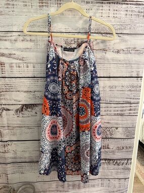 SHEIN Navy Orange Printed Mini Dress